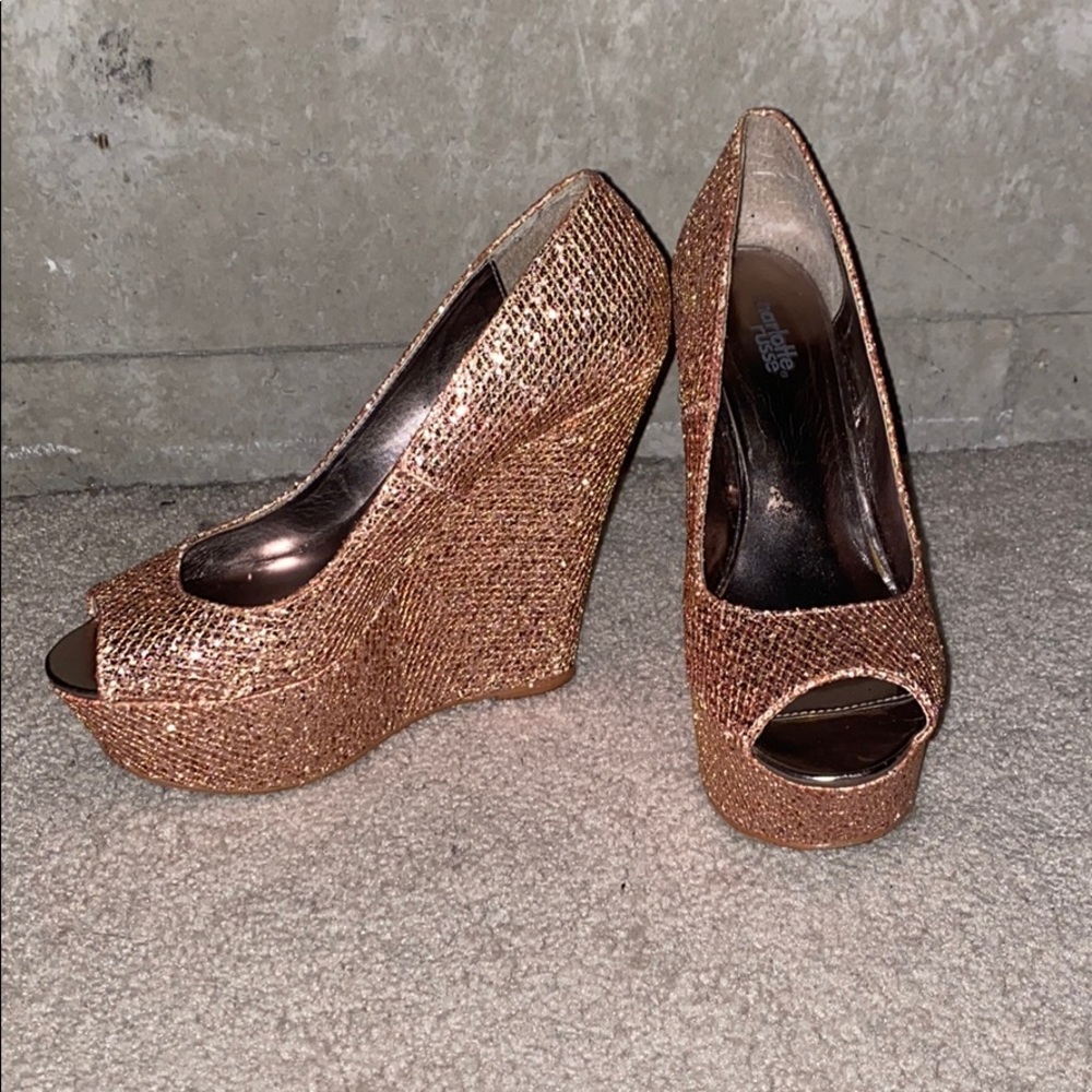 Pink Glitter Wedges Size 9